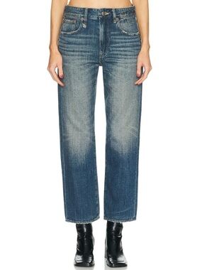 R13 Romeo Cropped Straight Leg Relaxed Fit Jeans in Dane Indigo Women’s 31 $525
